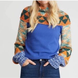 Free People Swit the Small Stuff Mock Neck Knit Sweater Womens XL Chunky Boho